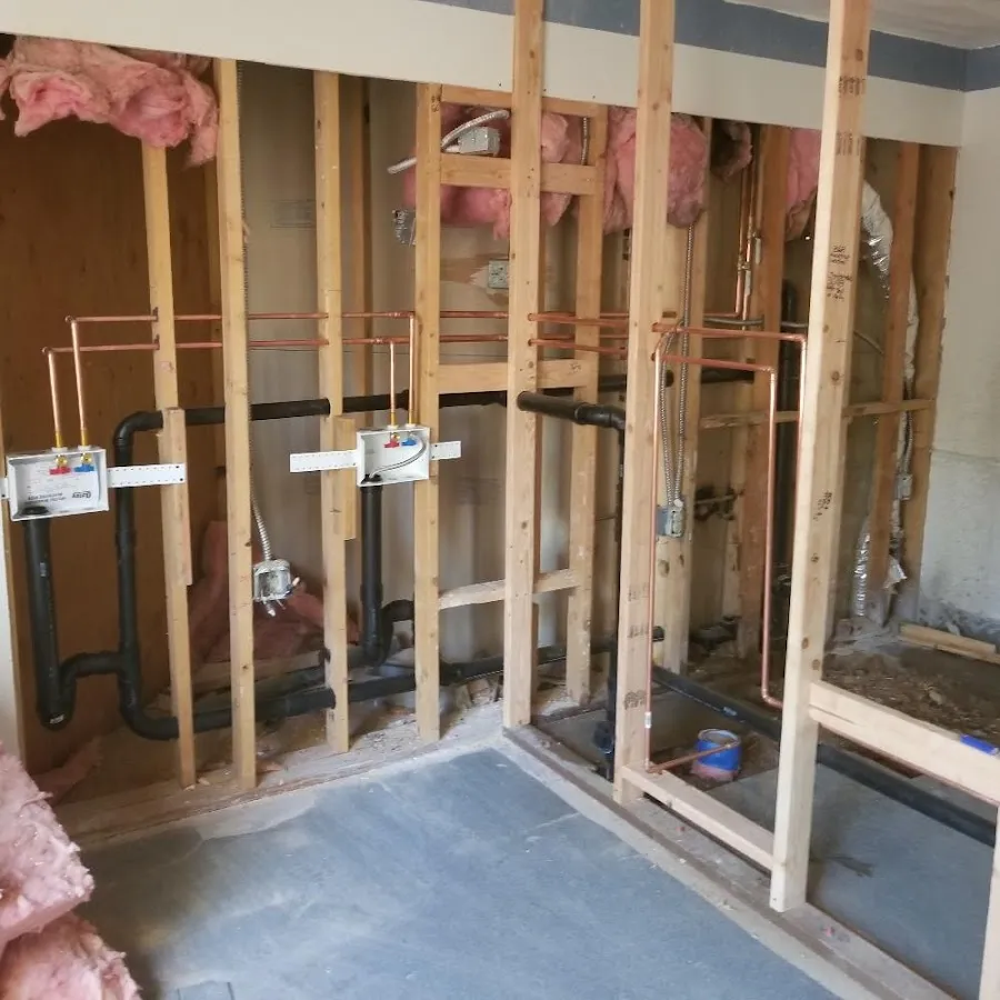 Copper pipe rough-in and plumbing installation in Logan